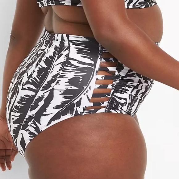NWT Lane Bryant Cacique Ruched Strappy Side High Waisted Swim Brief Size 28 - Picture 3 of 3